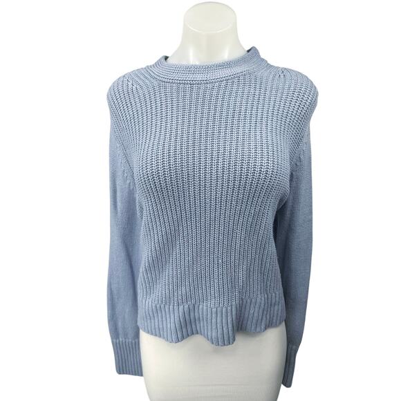 Banana Republic Women's Blue Knit Mock Neck Long Sleeve Sweater Top Size L - Picture 1 of 4